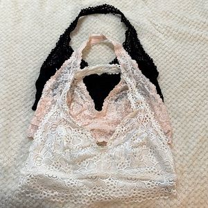 Aerie Lace Halter Neck Bralettes (Set of 3)